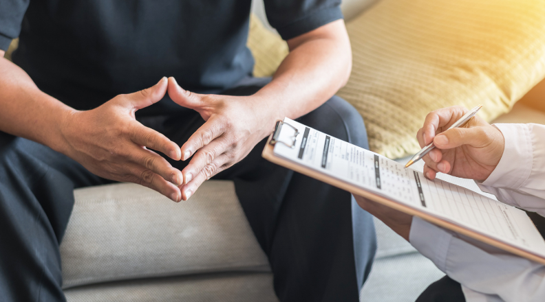 Paciente com consulta com psiquiatra 